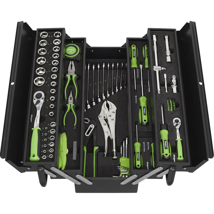 86pc Tool Set & Cantilever Portable Tool Box Storage Unit - Sockets Spanners Bit Loops