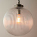 Hanging Ceiling Pendant Light BRASS & RIBBED GLASS Large Round Lamp Shade Holder Loops