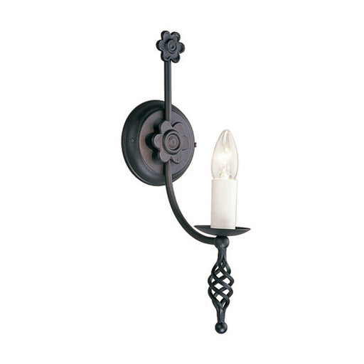 Wall Light Hand Crafted Metalwork Flower Design Candle Holder Black LED E14 60W Loops