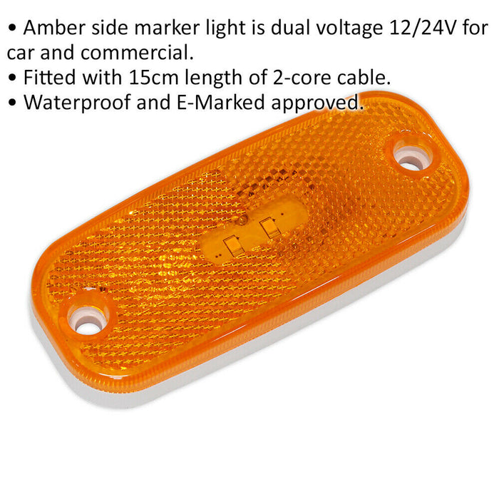 Amber Side Marker Lamp - Dual Voltage 12V & 24V - Car & Commercial Vehicle Light Loops