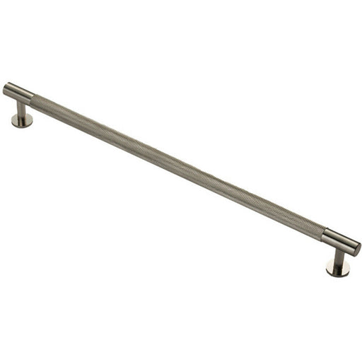 Knurled Bar Door Pull Handle - 350mm x 13mm - 320mm Centres - Satin Nickel Loops
