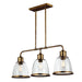 3 Bulb Chandelier Hanging Pendant LIght Aged Brass Finish LED E27 75W Bulb Loops