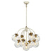 9 Light Ceiling Pendant Cream Painted +Aged Brass Finish Plated LED E14 60W Bulb Loops