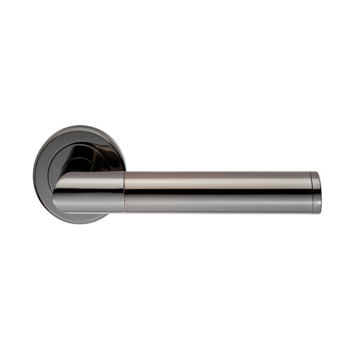 PAIR Sectional Round Bar Handle on Round Rose Concealed Fix Black Nickel Loops