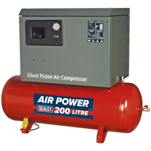 200 Litre Low Noise Belt Drive Air Compressor - Single Phase 3hp Electric Motor Loops