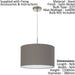 Pendant Light Colour Satin Nickel Shade Anthracite Brown Fabric Bulb E27 1x60W Loops