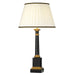 Table Lamp Black Column Ivory Box Pleat Shade with Black & Gold Trim LED E27 60w Loops