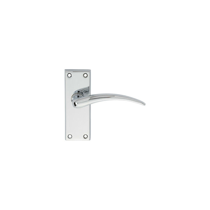 PAIR Slim Arched Door Handle on Latch Backplate 150 x 43mm Polished Chrome Loops