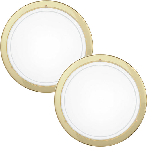 2 PACK Wall Flush Ceiling Light Brass Shade White Clear Glass Painted E27 1x60W Loops