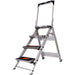 0.9m PREMIUM TRADE Folding Step Ladders 4 Tread Anti Slip Aluminium Safety Steps Loops
