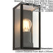 Outdoor Wall Light IP44 Matt Black & Clear Glass 28W E27 Eco GLS Dimmable Loops