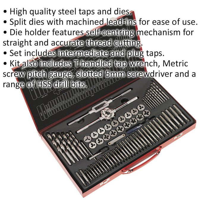 76pc Metric Tap & Split Die Set M3 to M12 - PREMIUM Bar & Socket Threading Tool Loops