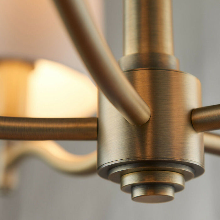 Multi Light Ceiling Pendant 5 Bulb ANTIQUE BRASS & WHITE Chandelier Lamp Shade Loops