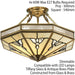 Luxury Semi Flush Ceiling Light Antique Brass & Tiffany Stained Glass Pattern Loops