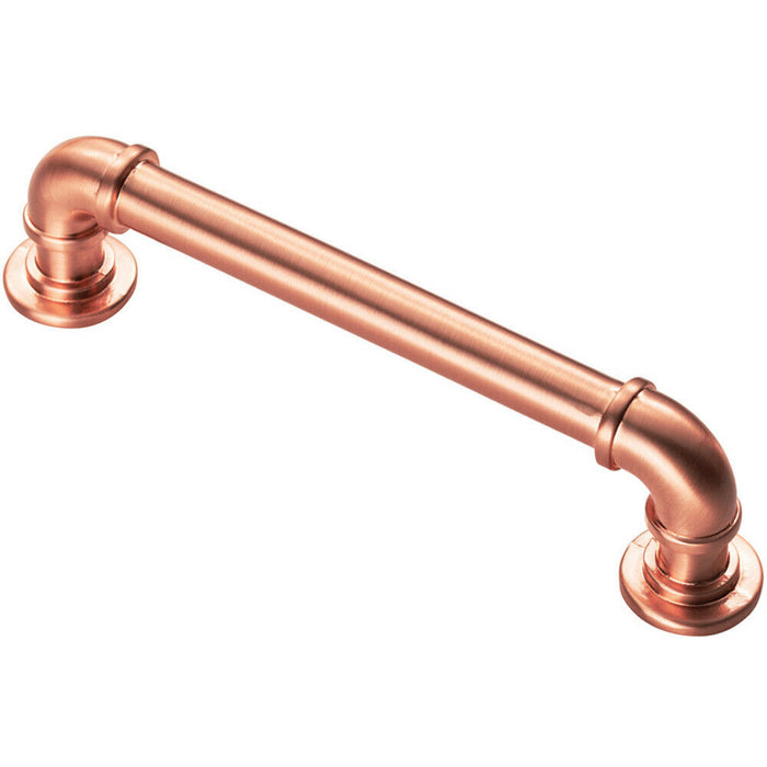 Pipe Design Cabinet Pull Handle 128mm Fixing Centres 12mm Dia Satin Copper Loops