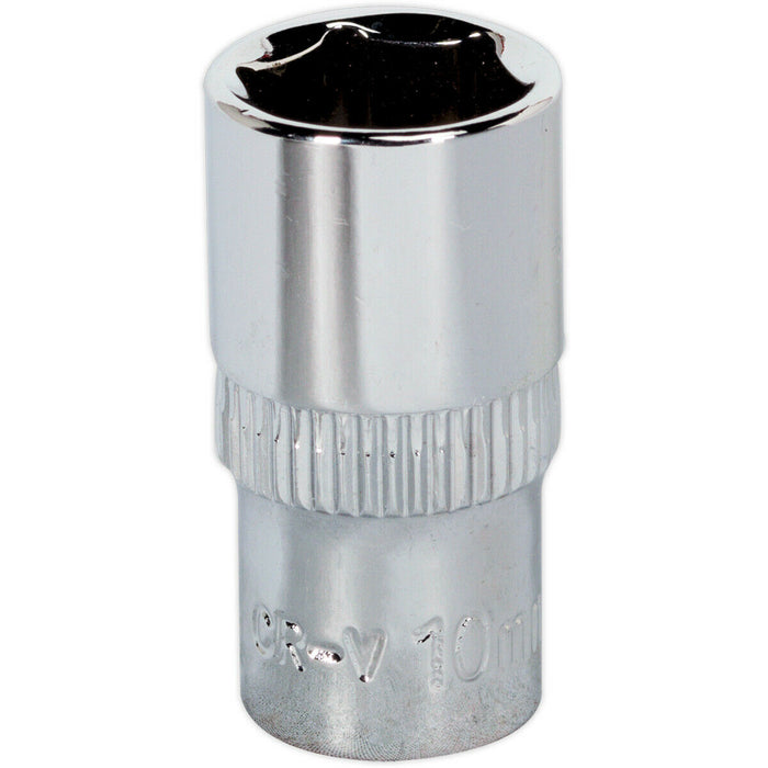 10mm Forged Steel Drive Socket - 1/4" Square Drive - Polished Chrome Vanadium Loops