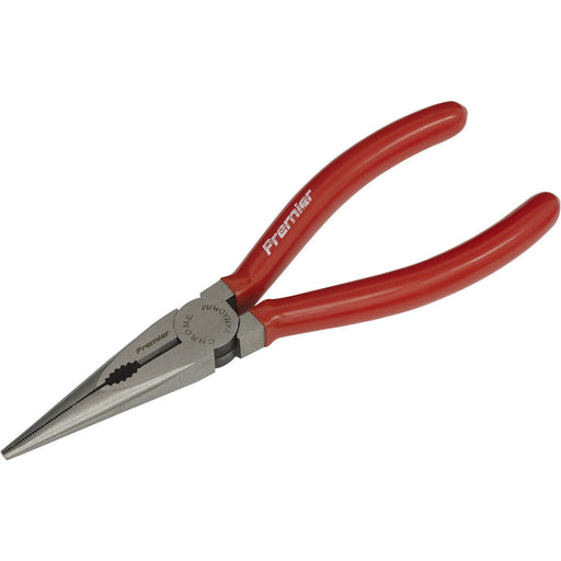 170mm Long Nose Pliers - Drop Forged Steel - 45mm Jaw Capacity - Serrated Jaws Loops