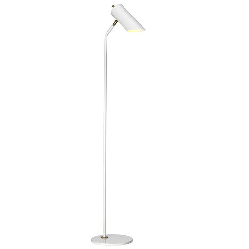 Floor Lamp Fixed Stem Tubular Spotlight Shade White Aged Brass LED E27 8W Loops