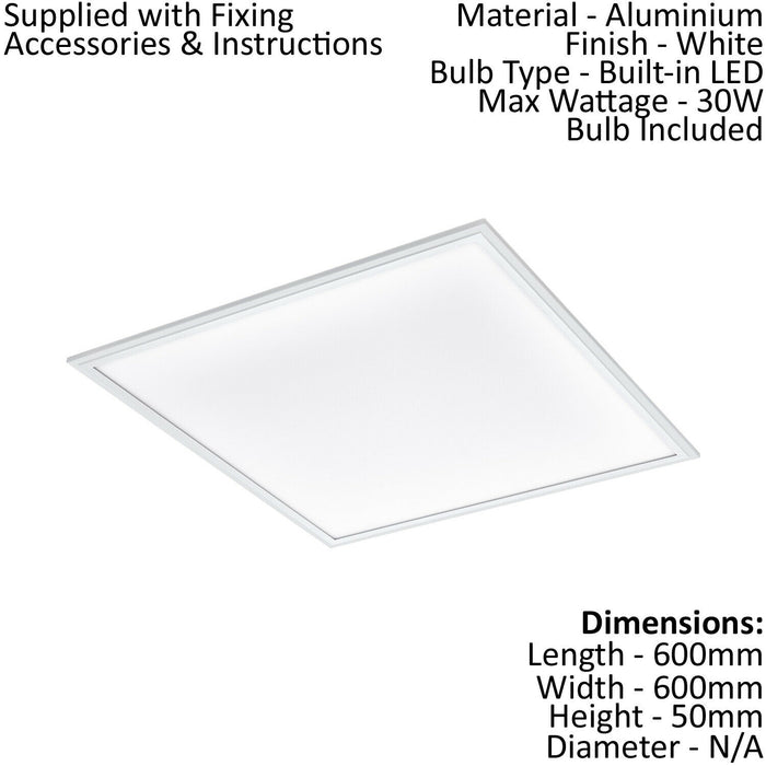 Flush Ceiling Light Colour White Shade White Plastic Bulb LED 30W Included Loops
