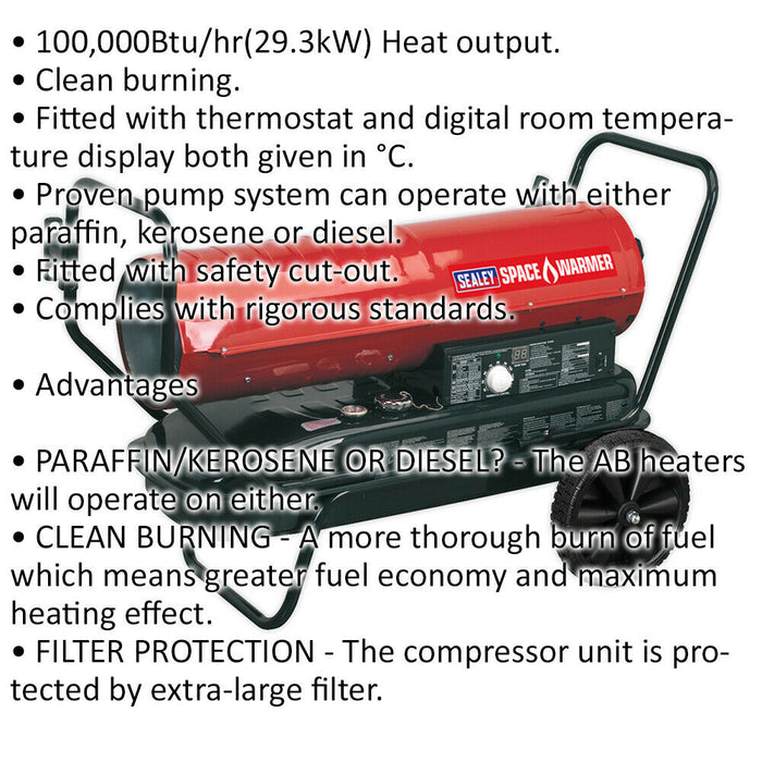 Industrial Space Warmer - Paraffin / Kerosene / Diesel Heater - 100000 Btu/hr Loops