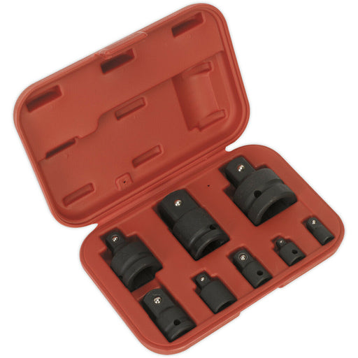 8 Piece Impact Wrench Socket Adaptor Set - Drop Forged Steel - Storage Case Loops