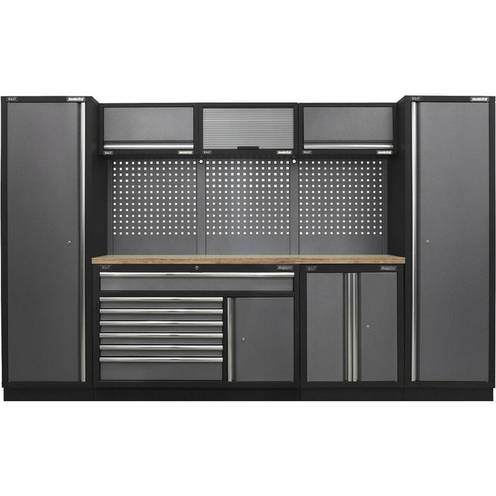 Garage Storage System Unit - 3240 x 460 x 2000mm - 36mm Pressed Wood Worktop Loops