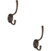 2x Victorian Hat & Coat Hook on Oval Backplate 64mm Projection Matt Bronze Loops