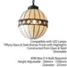 Tiffany Glass Hanging Ceiling Pendant Light Bronze & Natural Globe Shade i00117 Loops