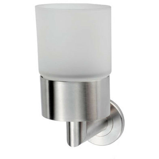 Single Bathroom Tumbler Holder on Rose Frosted Glass Tumbler Stainless Steel Loops