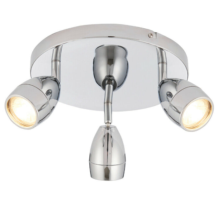IP44 Bathroom Ceiling Spotlight Chrome Plate Triple Round Modern Downlight Loops
