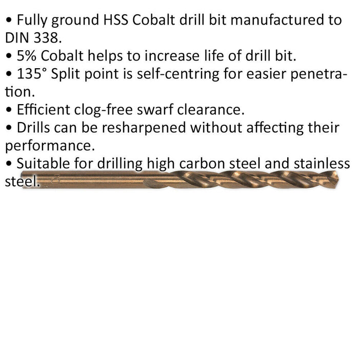 10 Pk 1/4 Inch Fully Ground HSS Cobalt Drill Bit - Long Life Clog Free Drill Bit Loops