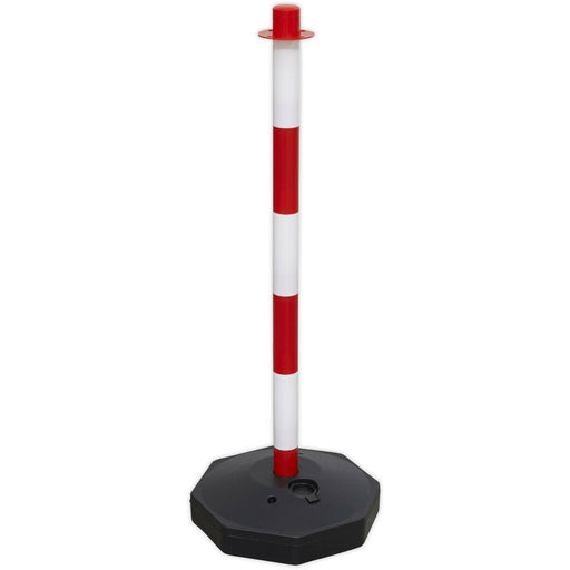 Red & White High Vis Post with Base - Electric Safety Barrier - Extends ys06842 Loops