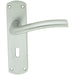 PAIR Rounded Curved Bar Handle on Lock Backplate 170 x 42mm Satin Chrome Loops
