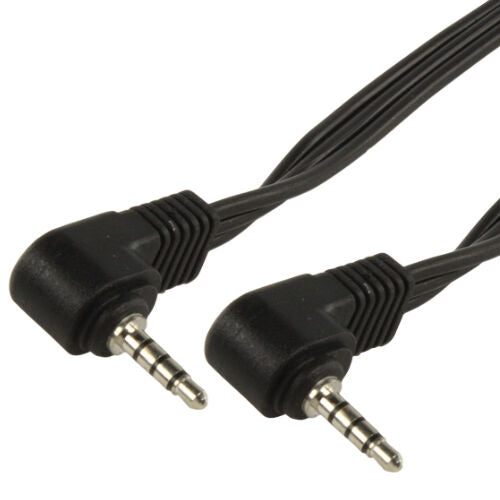 2m 3.5mm 4 Pole Jack Plug Cable Right Angled 90 Degree 3 Ring Camcorder Lead Loops
