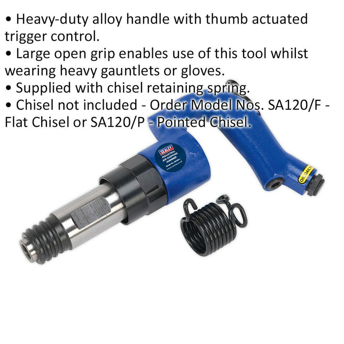 Heavy Duty Industrial Air Hammer - 1/4" BSP Inlet - 20mm Stroke - Open Grip Loops