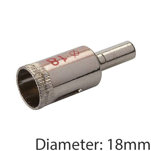 PRO 18mm Diamond Dust Core Drill Bit & Shank Tile Marble Glass Hole Saw Cutter Loops
