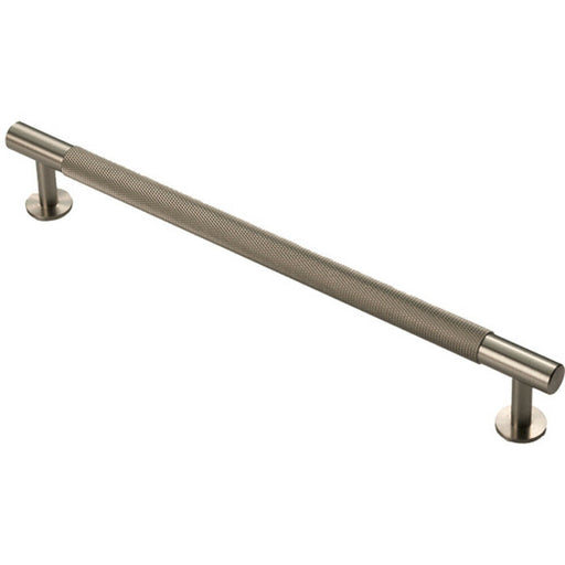 Knurled Bar Door Pull Handle - 274mm x 13mm - 224mm Centres - Satin Nickel Loops
