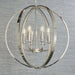 Hanging Ceiling Pendant Light Bright Nickel Globe Shade 6 Bulb Orb Loop Lamp Loops