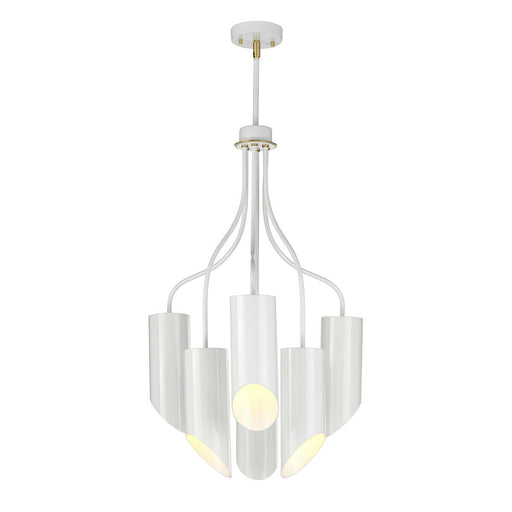 6 Bulb Chandelier Hanging Pendant Light White Aged Brass Finish LED E27 8W Bulb Loops