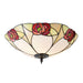 Tiffany Glass Flush Ceiling Light - Mackintosh Style Rose - Dark Bronze Finish Loops