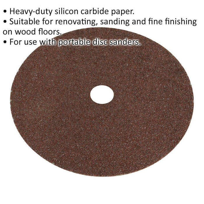 25 PACK 175mm Fibre Backed Sanding Discs - 24 Grit Aluminium Oxide Round Sheet Loops