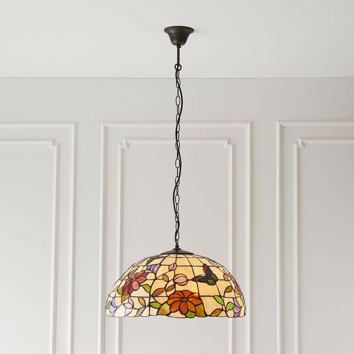 Tiffany Glass Hanging Ceiling Pendant Light Bronze Chain Butterfly Shade i00089 Loops