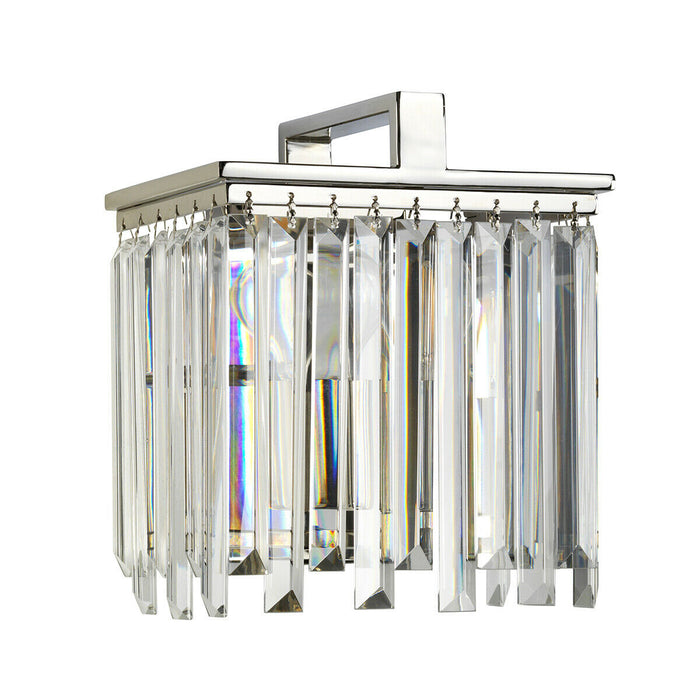 Wall Light Cut Glass Crystals Opal Highly Polished Nickel LED E27 60W Loops
