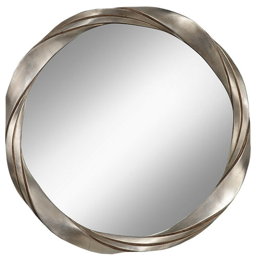Mirror Circular Twisted Silver Leaf Sculptured Frame Aged Silver LED 0 Bulb Loops