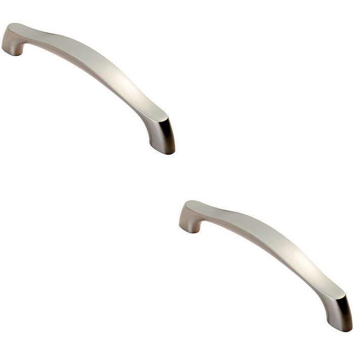 2x Chunky Arched Grip Pull Handle 156 x 15mm 128mm Fixing Centres Satin Nickel Loops