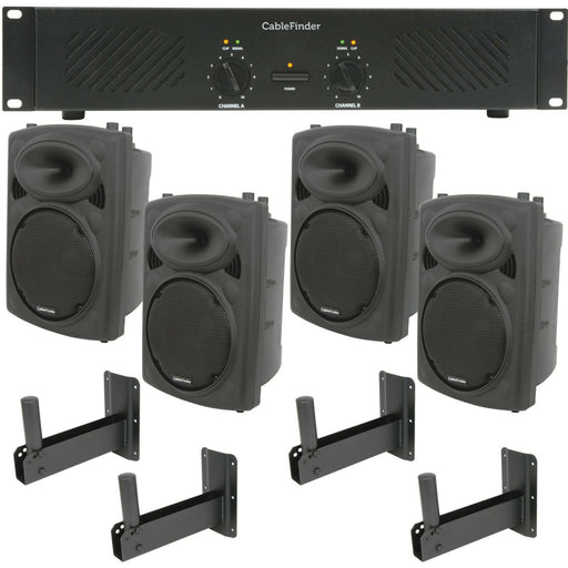 PRO Bar Club Sound System 4x Loud Wall Speaker 2 Channel 1000W Music Player Kit