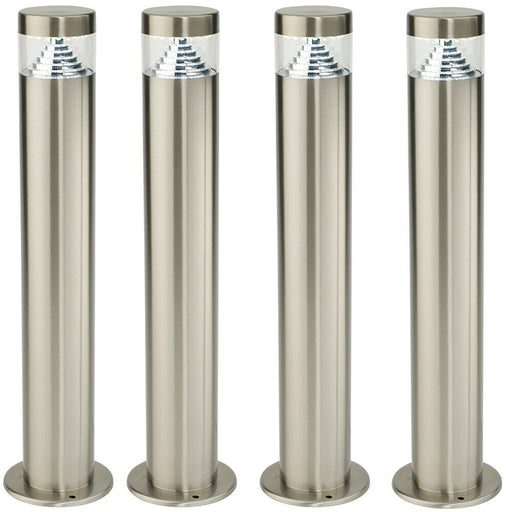 4 PACK Outdoor Garden Bollard Light Steel Pyramid Cool White LED Lamp Post IP44 Loops