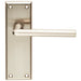 PAIR Rounded Lever on Latch Backplate Door Handle 150 x 50mm Satin Nickel Loops