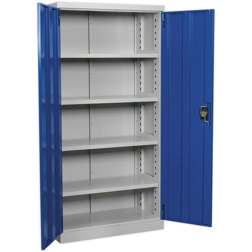 1800mm Double Door Industrial Cabinet - 4 x Shelves - Reinforced Steel Doors Loops