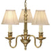 Opulent Hanging Ceiling Pendant Light Solid Brass Beige Shades 3 Lamp Chandelier Loops